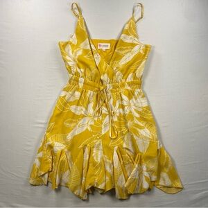 L’Atiste By Amy Women’s Sleeveless Short Romper Yellow Floral Size Medium